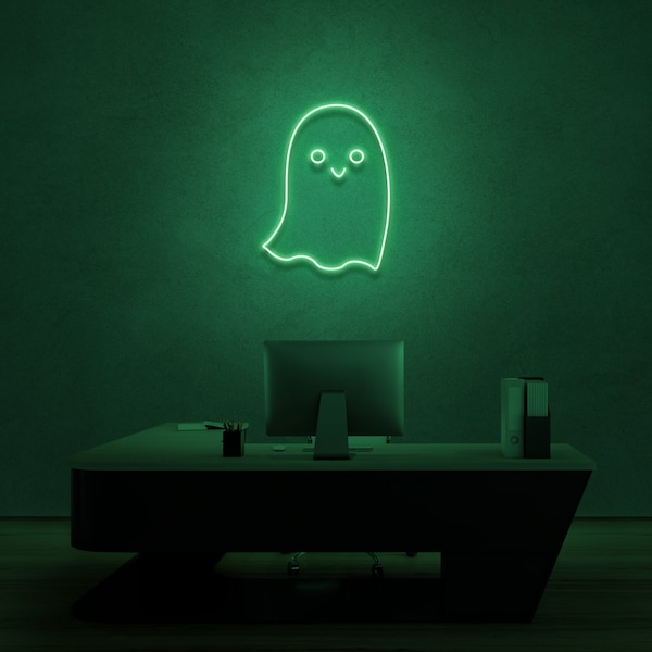 Happy Ghost Neon Sign for kids room, studio, home, bar, cafe, restaurant, office living room