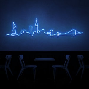 New York City Skyline Neon Sign for bar, home, bedroom, cafe, restaurant, office living room 210cm | 82in