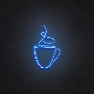 Cup of Coffee or Tea Neon Sign for cafe, studio, home, bar, restaurant, office living room