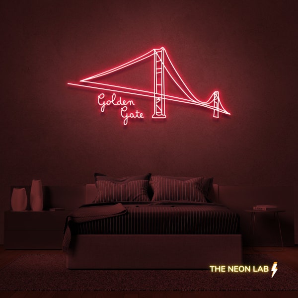Puente Golden Gate San Fransisco ICON Neon Sign para bar, casa, dormitorio, cafetería, restaurante, oficina sala de estar