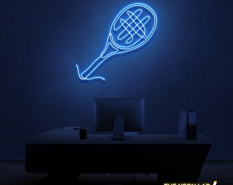 Tennis Racquet Neon Sign, Sports Bar Decor