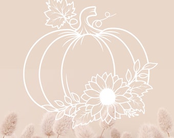 Raamsticker herfstpompoen met zonnebloemen