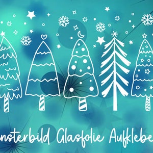Adesivo per finestra Natale Alberi di Natale con stelle e punti
