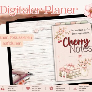Cherry Notes Digital Planner | Hyperlinked GoodNotes Planner | Undated iPad Planner | Daily Weekly Monthly Notebook | PDF