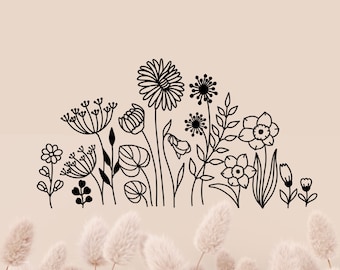 Fensterbild Aufkleber Wildblumenwiese, Wildblumen, Blumenwiese, ablösbar