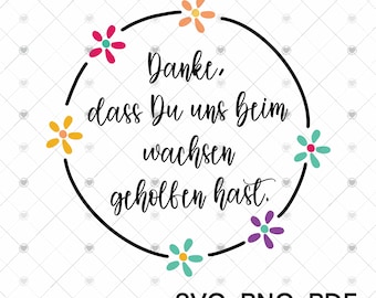 Svg Plotter File Thank you for helping us grow Flower wreath