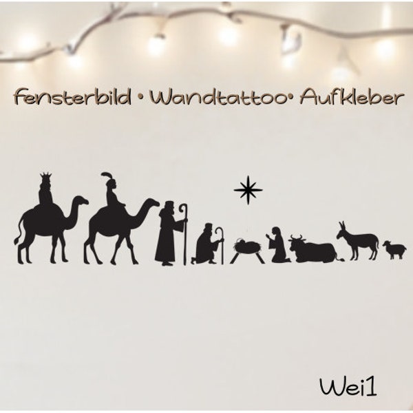 Window picture sticker Christmas nativity scene XXL up to 1 m