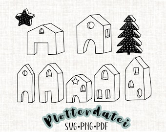 Plotter file SVG Christmas houses