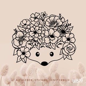 Window Sticker Wildflowers Hedgehog