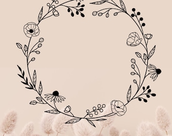 Fensterbild Aufkleber Blume Wildblumen Blumenkranz