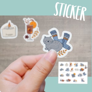Stickerbogen Hygge Katzen Sticker Aufkleber Bücher