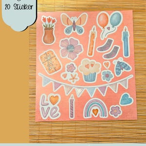 Stickerbogen Tiere, Sticker mit Prägung, Glitzer, Geburtstag, Feier, Party, Set