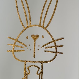 Sticker aus Vinyl, Hase  gold /  rotgold mit Struktur