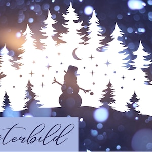 Window Sticker Snowman in the Forest