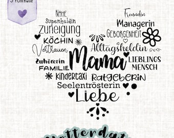 Plotter file Mother&#39;s Day Mom Heart Words Words