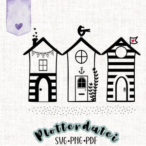 Fichier traceur SVG maisons maritimes, maisons de plage, cabines, maison de plage