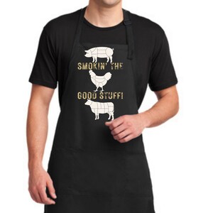 Smokin&#39; The Good Stuff Full Length Black Apron