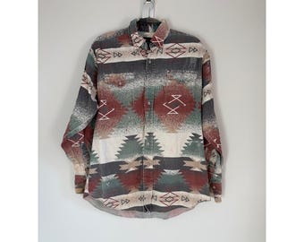 Camisa de hombre Panhandle Slim con estampado azteca estilo suroeste vintage, 16x35