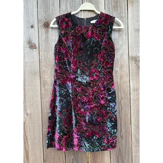 rampage purple dress Rampage Velvet Floral Dress Sleeveless Party Cocktail Vintage Y2K