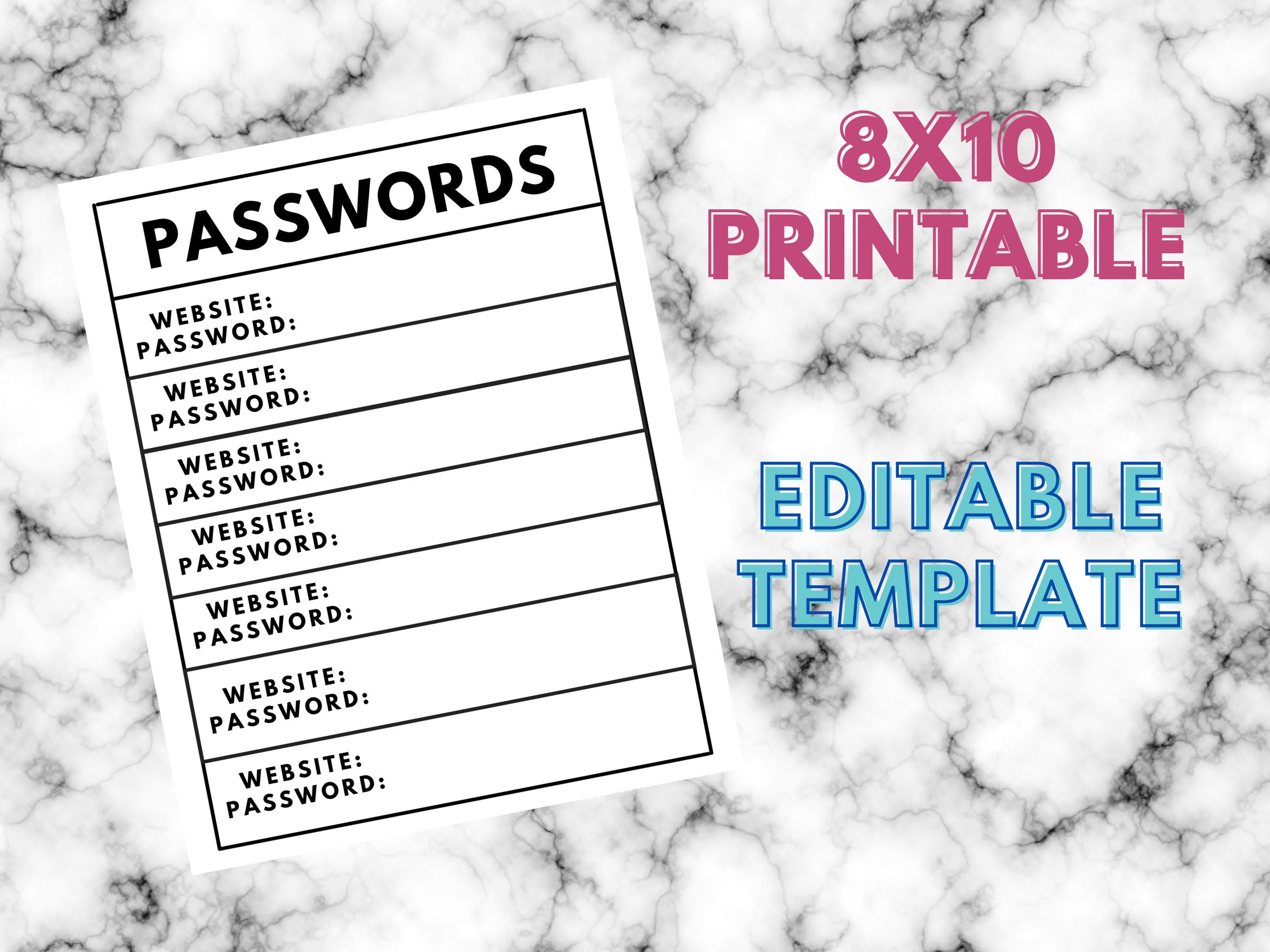 Password Log Organization Printable Tracker Sheet Book Notebook ...