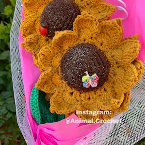 Crochet sunflowers, crochet flower bouquet, original personalized gift, handmade home decoration, bride and groom, mother&#39;s day