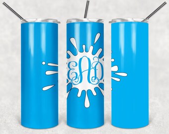 Baby Blue Splat Tumbler digital download sublimation file