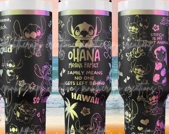 Archivo láser para envolver vasos de extraterrestre azul y rosa: Vibras playeras (descarga digital PNG y SVG)