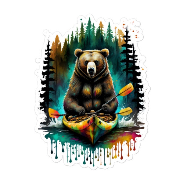 Benny’s Wild Canoe Ride: A Rebel Bear Sticker