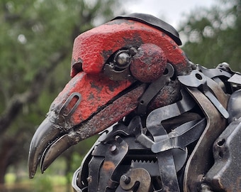 Robot Vulture Sculpture | Steampunk Bird Art | Scrap Metal Bird Statue