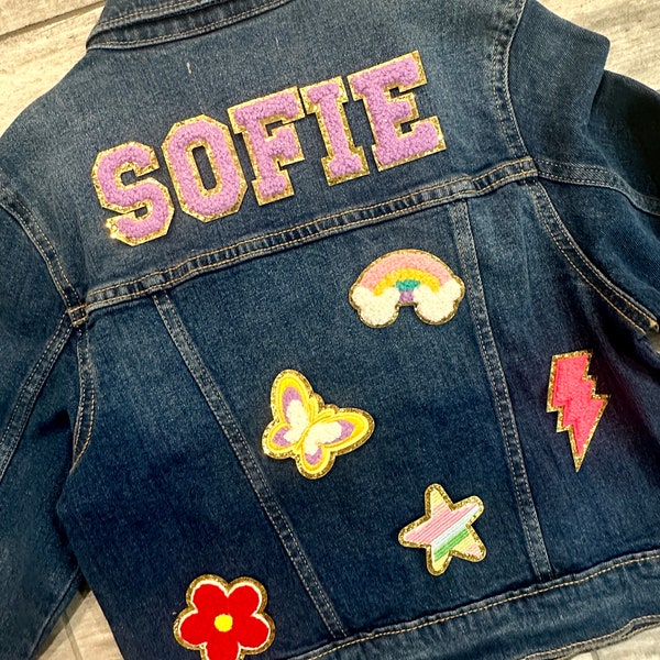 Custom kids jean jacket personalized kids denim jacket birthday gift and favor for kids personalized gift for kids