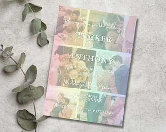 LGBTQ Gay Pride Wedding Invitation, Same Sex Wedding Card, Rainbow Wedding Template, Lesbian Invite