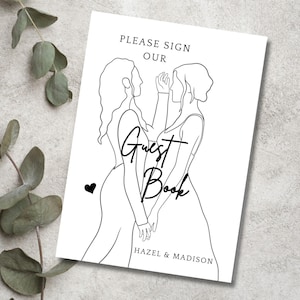 Livro de visitas do casamento do orgulho gay, placa para festa de recepção de casamento entre pessoas do mesmo sexo, modelo minimalista LGBTQ para impressão, placa lésbica personalizável