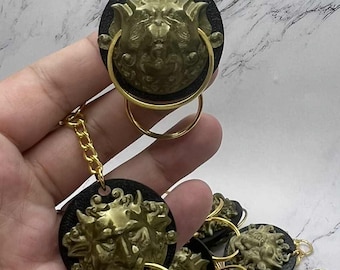Labyrinth Inspired 3D Printed Double-Sided Door Knocker Keychain – Fantasy Inspired Decorative Charm