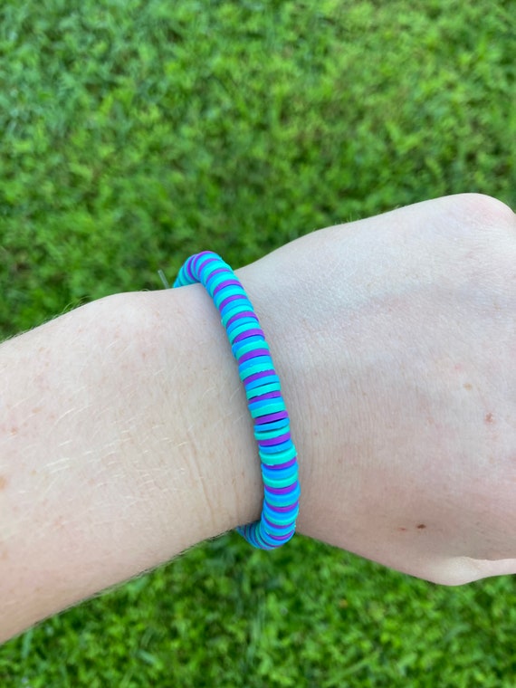 Purple Green and Blue Bracelet Heishi Clay Polymer Beads 