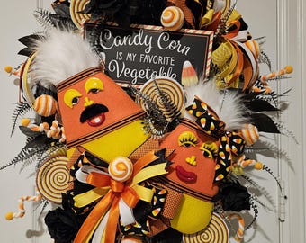 Halloween candy corn wreath.