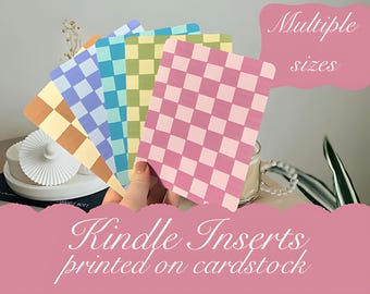Checkerboard Kindle Inserts | Aesthetic Kindle Accessories | Printed Cardstock Page Divider | Multiple Sizes | E-Reader Decor