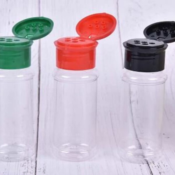 12 pack 2oz Plastic Spice Salt Pepper Shakers Seasoning Condiment Vinegar Bottle