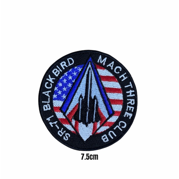 SR 71 USAF Black Bird Match Three Club Embroidered Patch Badge Sew/Iron On 867