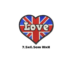 LOVE heart Union Jack Flag Embroidered Patch Badge Iron/Sew On Transfer N-1163