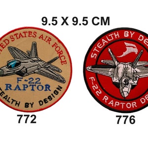 US AIR FORCE F-22 Raptor Fighter Jet Plane Embroidered iron on sew on Cloth badge Army Patches
