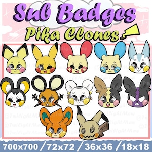 Pika Clones Twitch Sub Badges Bundle