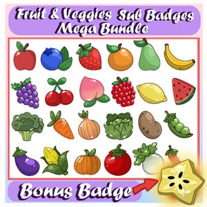 Fruits & Veggies Sub Badges MEGA bundle (Bonus sub badge!)