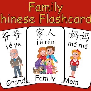 Mandarin Chinese First Words Flashcards - Familien Flashcards mit englischem Namen, vereinfachtem chinesischen Zeichen und Pinyin Plus Gratis Bonus!