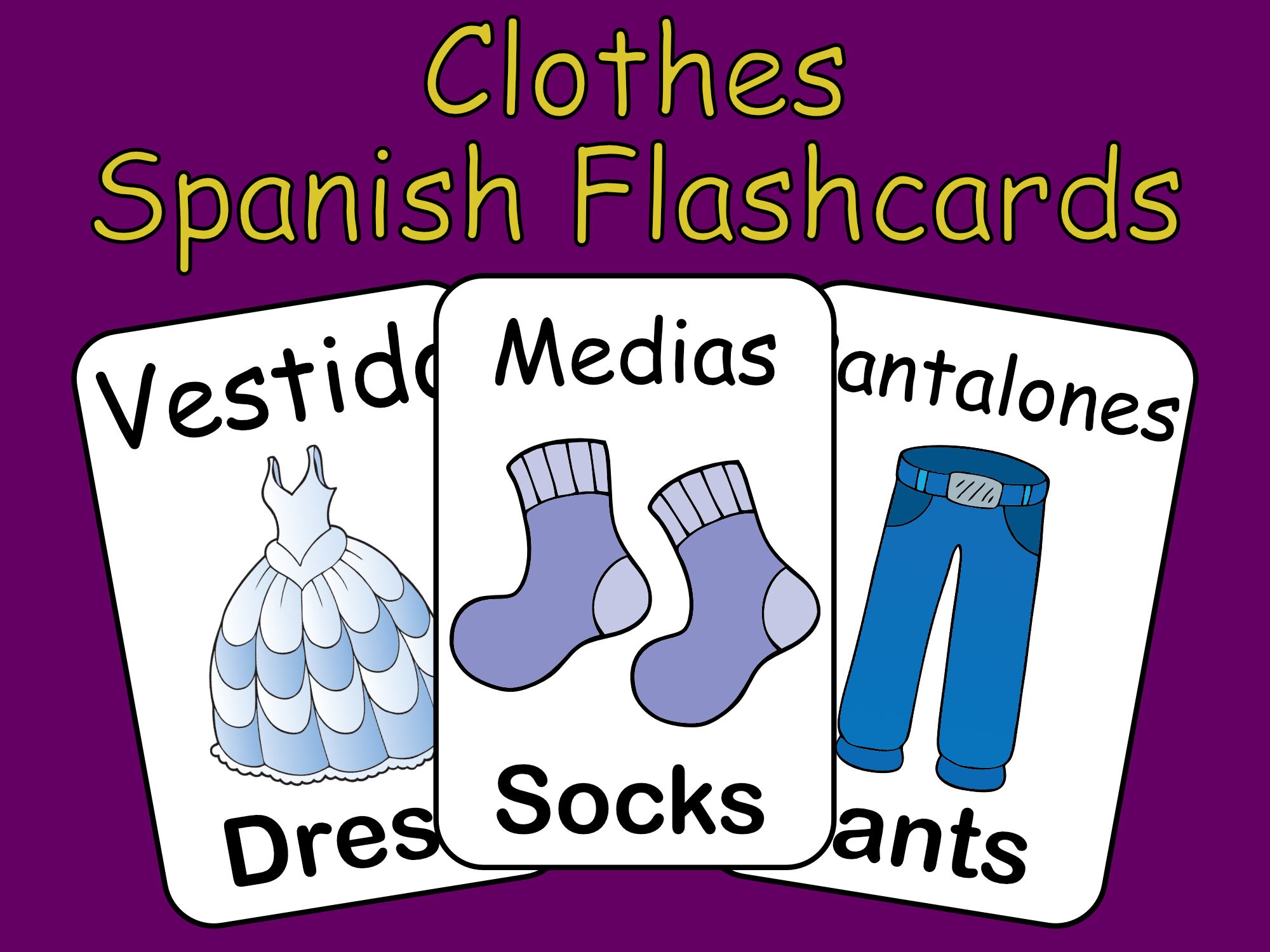 Spanish Clothes Flashcards Vocabulary Study Flash Cards With Etsy
