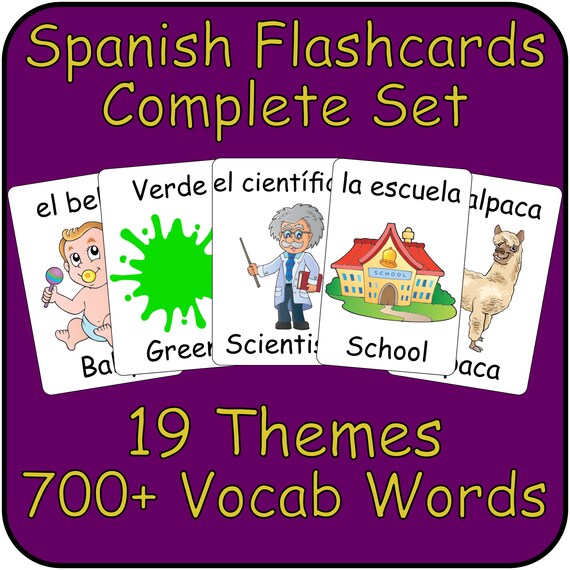 Learn Spanish Flashcards Bilingual Spanish to English Flashcards for Kids Cute Picture Cards for Beginner Vocabulary Learning for ESL/ELL