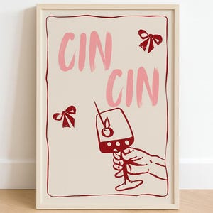 CIN CIN Retro Cocktail Art Print, Cheers Wall Decor, Italian Toast Poster, Bar Cart Art, Kitchen Wall Print, Wine Lovers Gift