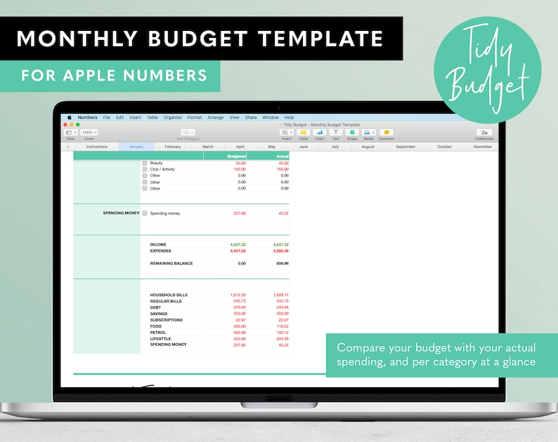 Numbers Monthly Budget Template Zero Based Budgeting Spreadsheet From