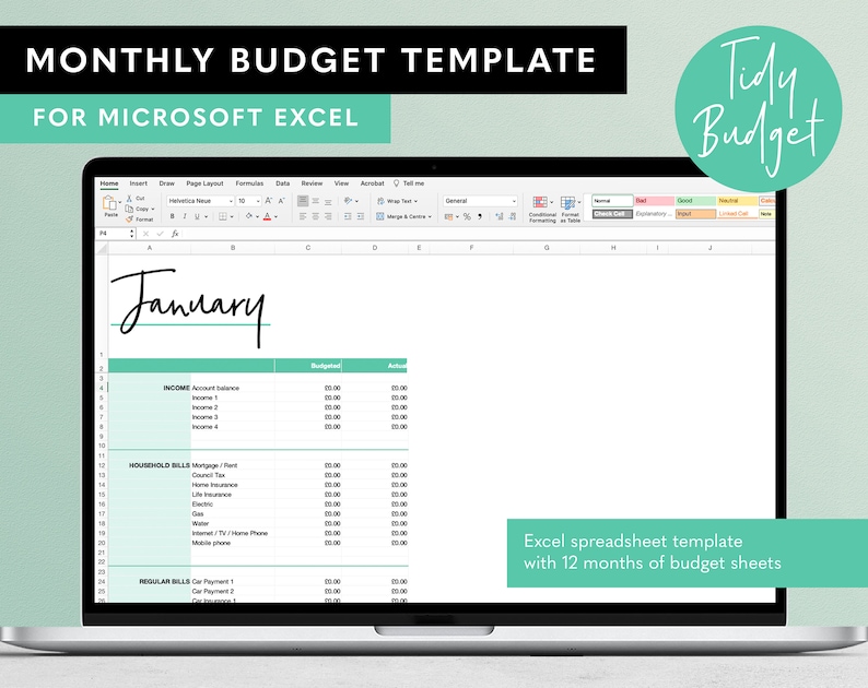 Excel Monthly Budget Template - Zero Based Budgeting Spreadsheet From ...