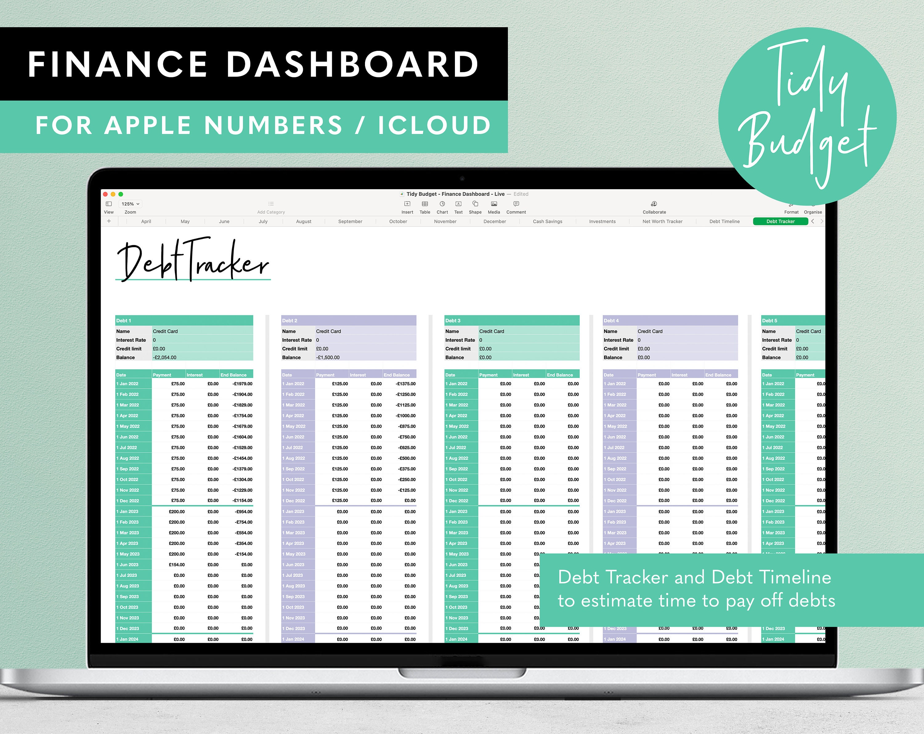 Finance Dashboard - Apple Numbers and iCloud Zero Based Budgeting ...