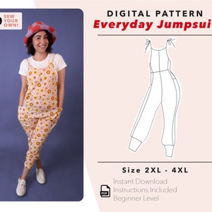 Everyday Jumper Pattern | 2XL - 4XL | Jumpsuit Sewing Pattern | Lounge Pattern | Beginner Friendly | Digital Sewing Pattern | Comfy Day Wear